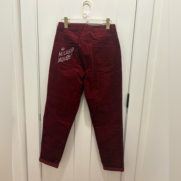 Disney Mickey Mouse Women’s Pants Size 7 (28) Maroon Corduroy Embroidered - Picture 6 of 9